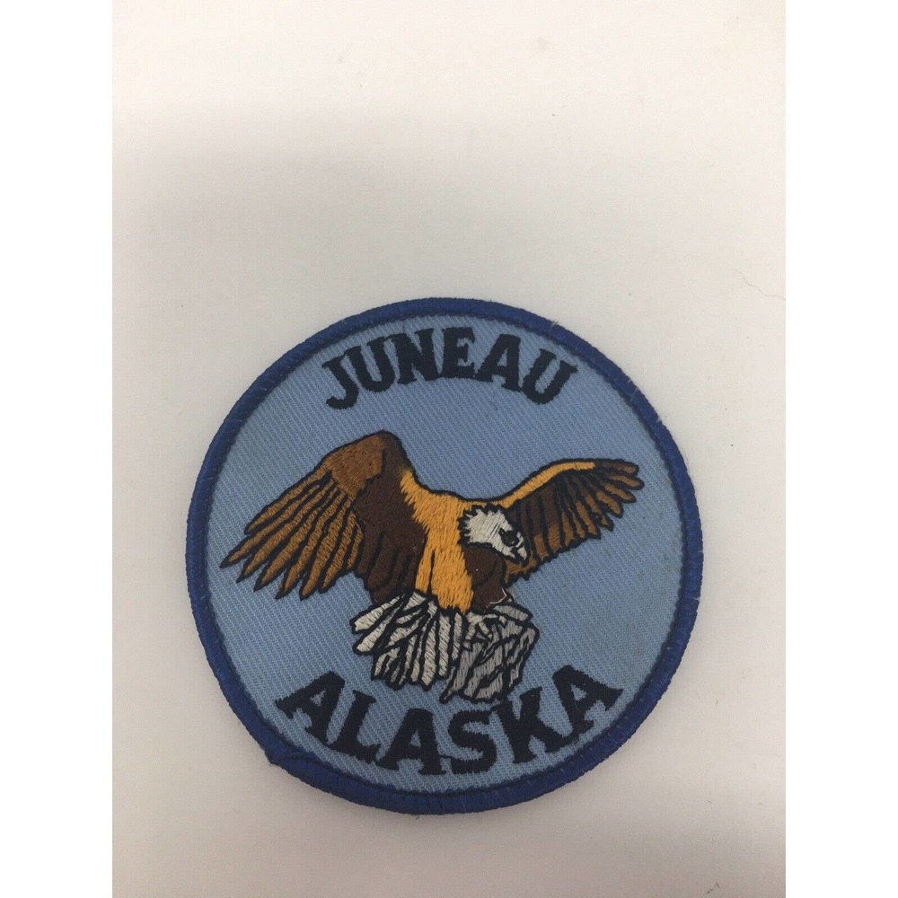 Juneau Alaska AK American Bald Eagle Round Souvenir Embroidered Patch